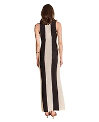 Endless rose Women's Vertical Stripe Fitted Maxi Dress