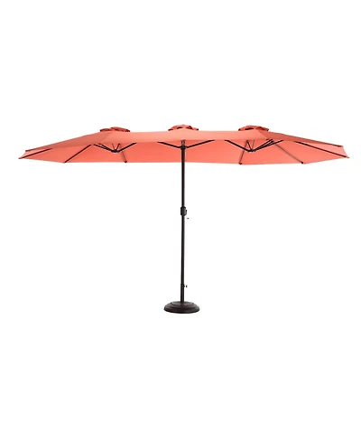 Flynama 14.8 Ft Double Sided Outdoor Umbrella Rectangular Large with Crank ( Orange )