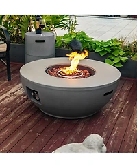 Flynama Steel Propane Fire Bowl Outdoor Round Propane Fire Pit with Tank Holder