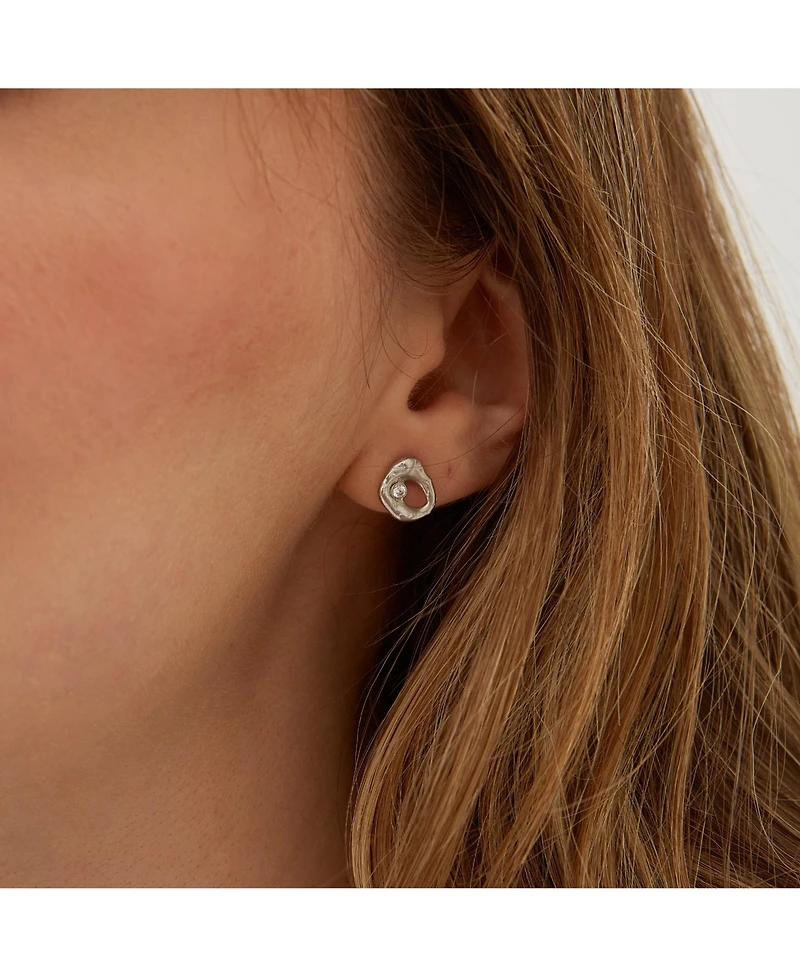 Spero London Dripping Molten Natural Textured Sterling Silver Authentic Earrings