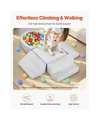 Slickblue 5 Piece Foam Climbing Blocks Set with Ball Pit for Toddlers Indoor Play Gym