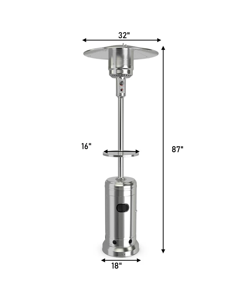 Costway 50000 Btu Propane Patio Heater Standing Steel with Wheels