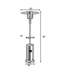 Costway 50000 Btu Propane Patio Heater Standing Steel with Wheels