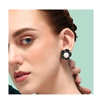 Sohi Women's Pink Snowball Flower Stud Earrings