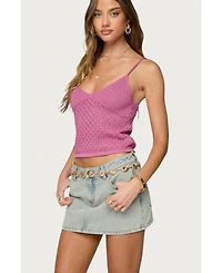Edikted Women's Frankey Sparkly Textured Knit Tank Top