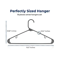 SereneLife 10 Pcs. Plastic Hangers - Non-Slip, Sturdy, and Heavy Duty Coat Set with 360° Swivel Hook for Clothes (Grey)
