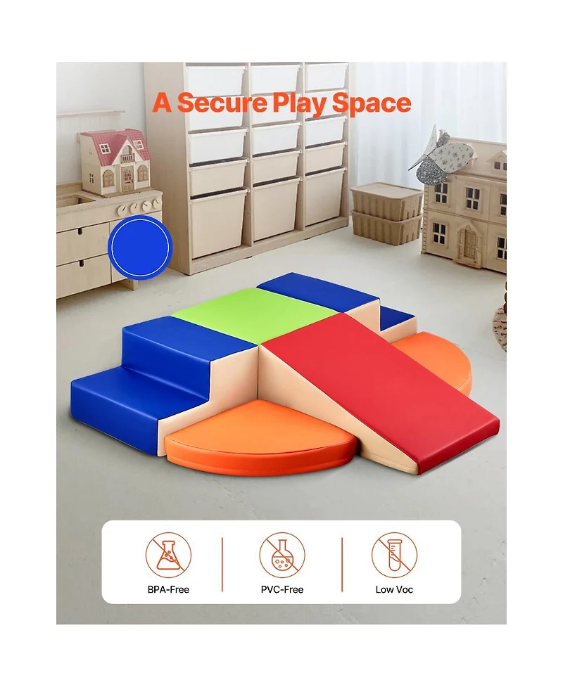 Slickblue Kids 6 Piece Foam Climbing Blocks Set Preschoolers Indoor Play Gym