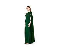 Amri Women's Asymmetric Hand Embellished Cape Sleeve Gown