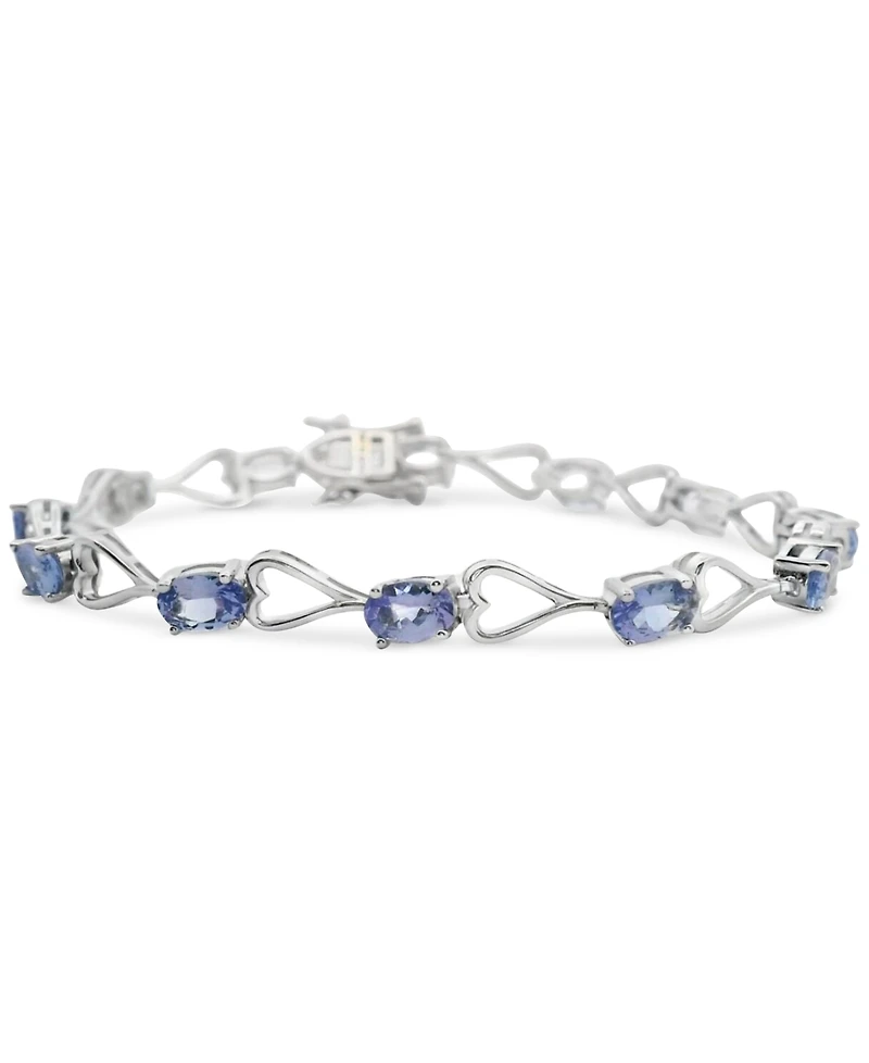 Tanzanite Heart Link Bracelet (10-3/4 ct. t.w.) in Sterling Silver