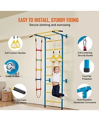 Slickblue Toddler 5 in 1 Steel Indoor Wall Gym with Climbing Toys Ladder and Swing Set