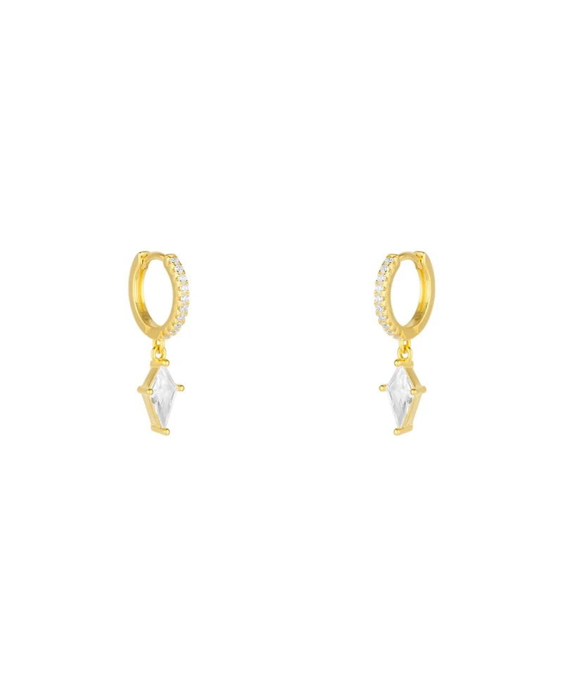 Spero London Sterling Silver Triangle Pave Spike Hoop Earrings