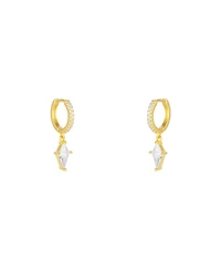 Spero London Sterling Silver Triangle Pave Spike Hoop Earrings