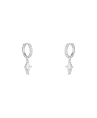 Spero London Sterling Silver Triangle Pave Spike Hoop Earrings