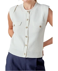 endless rose Women's Button-Up Sweater Vest