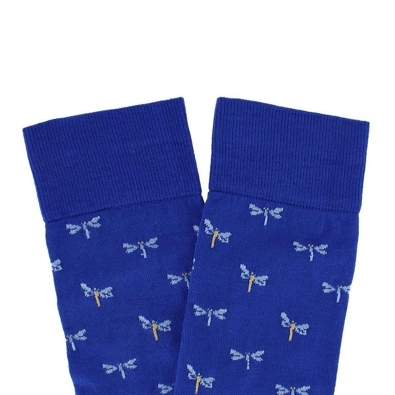 Trafalgar Men's Renewal Dragonfly Novelty Over The Calf Pima Cotton Dress Sock (1 Pair)