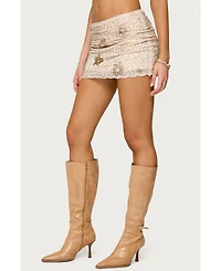 Edikted Womens Astrid Beaded Mini Skirt