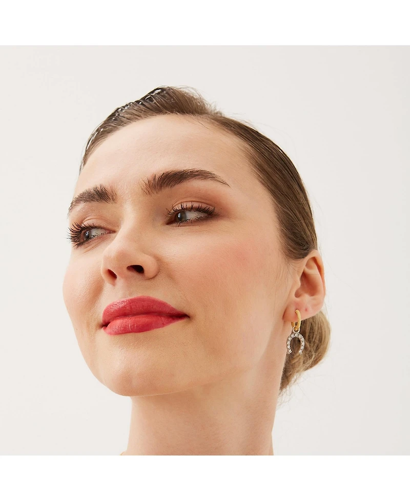 Spero London Gold Vermeil Hoop Sterling Silver Horseshoe Equestrian Earrings