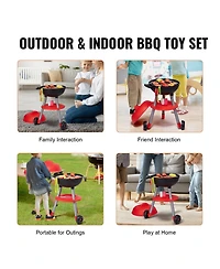Slickblue 28 Piece Kids Bbq Grill Playset with Pretend Cooking Sound and Light Features
