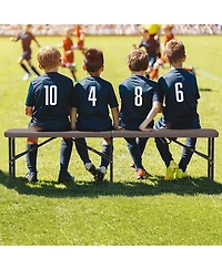 Gymax 2PCS 6 ft Plastic Folding Bench Portable Fold-in-Half Seat w/ 1320 Lbs Capacity