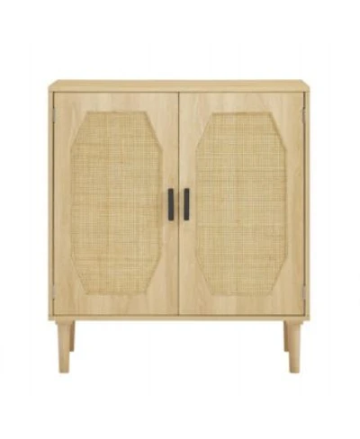 Casainc Wooden Kitchen Storage Cabinets With Rattan Decorative Doors