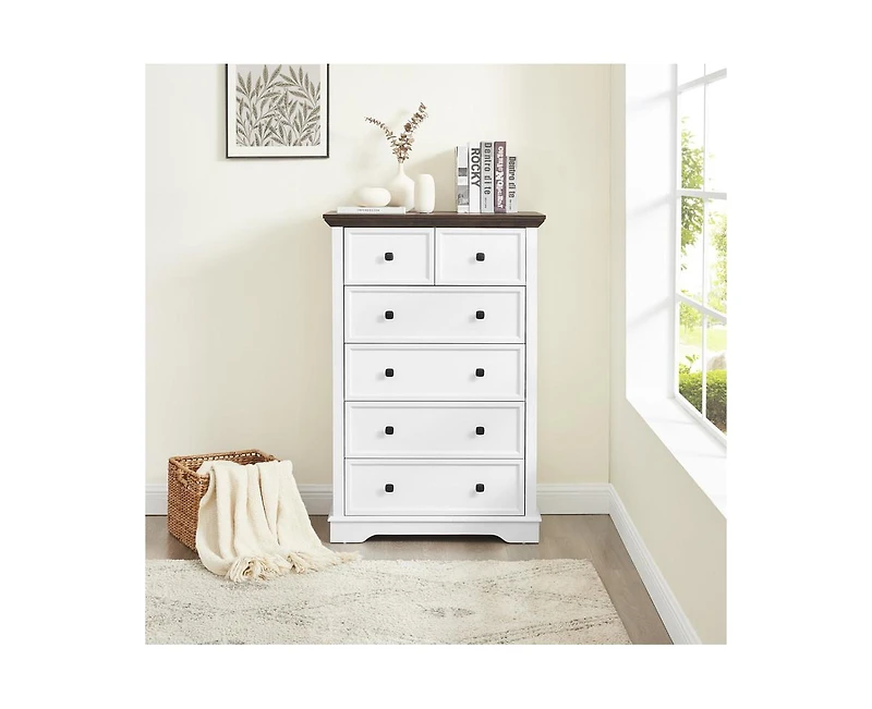 Casainc Tall Bathroom Cabinet Closet Organizers Storage Clothes with 6 Drawers