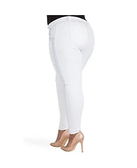 Poetic Justice Women's Curvy-Fit Embroidery Trim Skinny Ankle Jeans