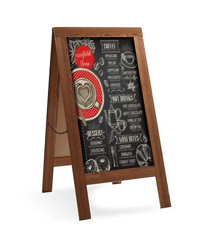 Casafield 40" x 20" A Frame Chalkboard Sign, Rustic Brown Double-Sided Magnetic Wooden Menu Board for Cafes, Sandwich Shops, Sidewalks, and