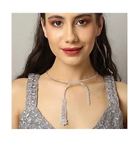 Sohi Women's Silver Bling Drop Necklace