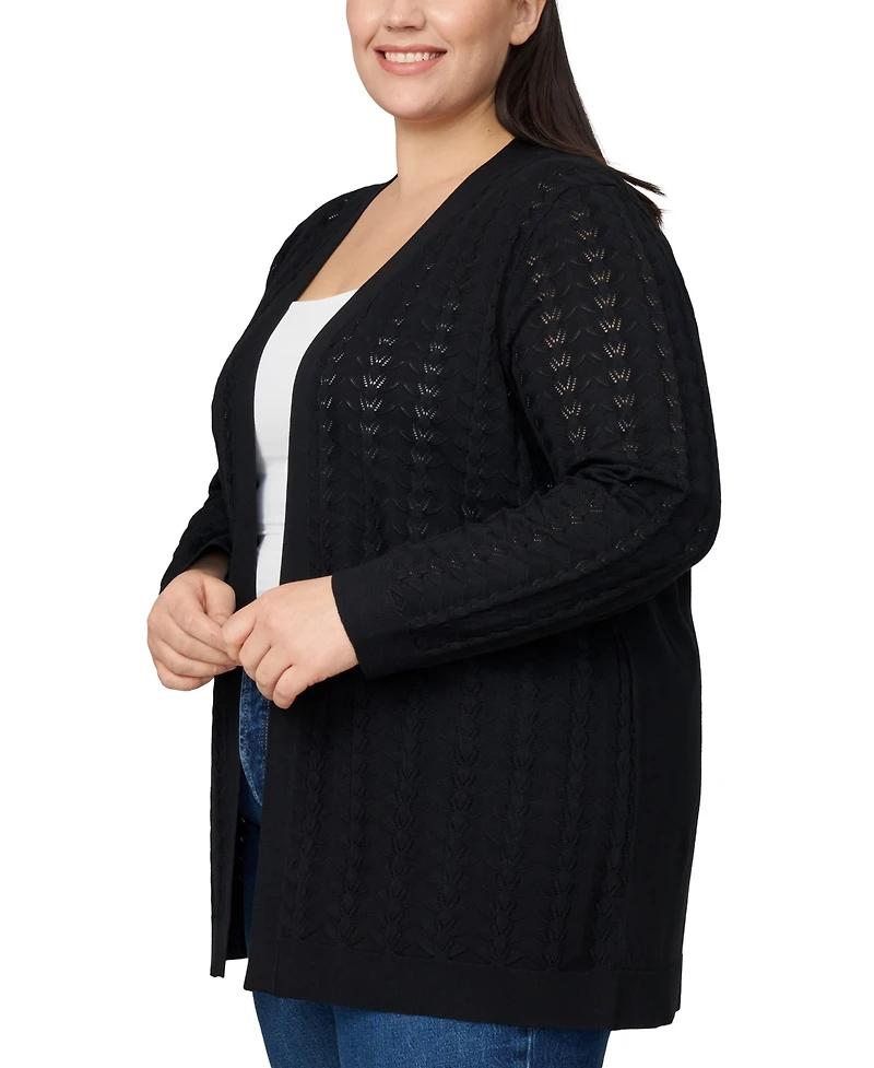 Melissa Paige Plus Size Pointelle Cardigan Sweater