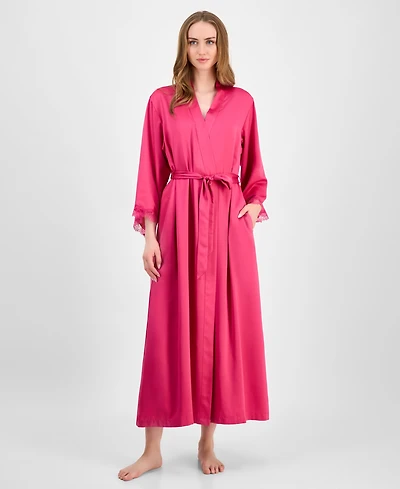 I.n.c. International Concepts Women's Lace-Trim Satin Robe, Exclusively at Macy's