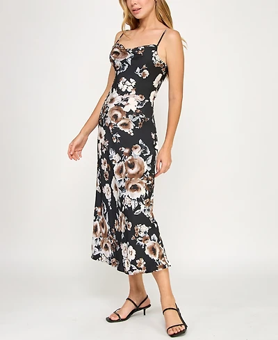 Bcx Juniors' Sleeveless Satin Cowlneck A-Line Dress