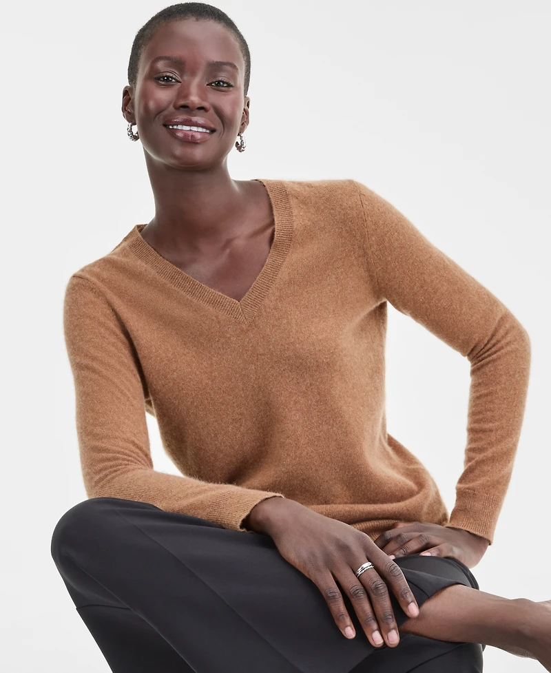 Charter Club 100% Cashmere Women's V-Neck Long-Sleeve Sweater, Macy's Exclusive