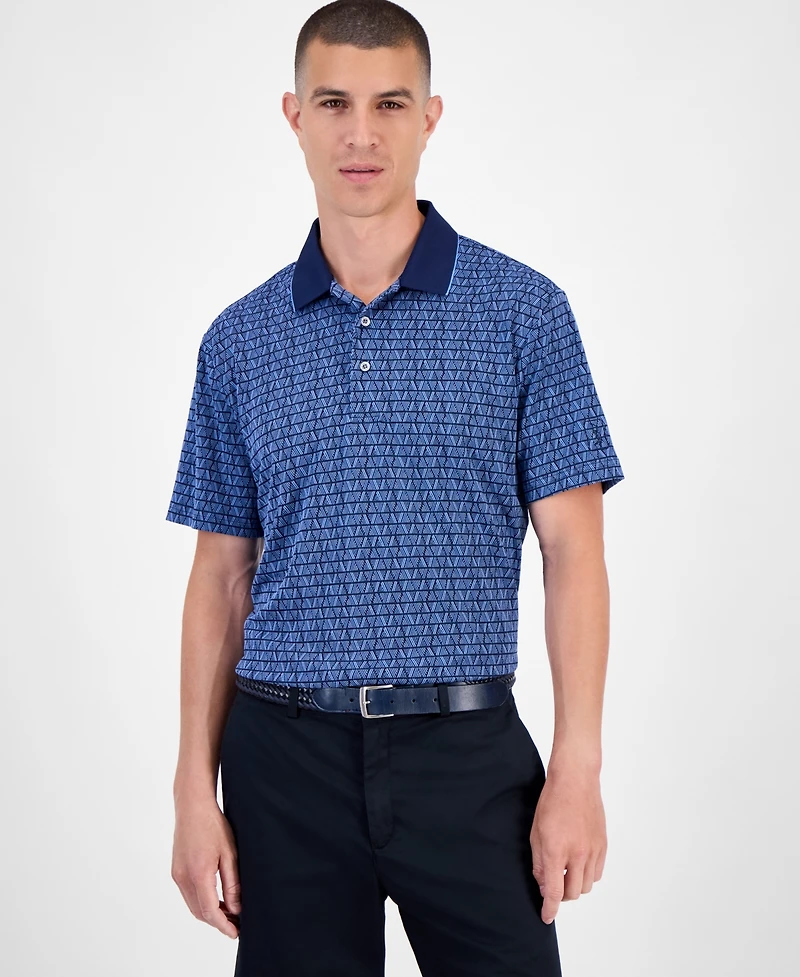 Pga Tour Men's Argyle Jacquard Polo Shirt