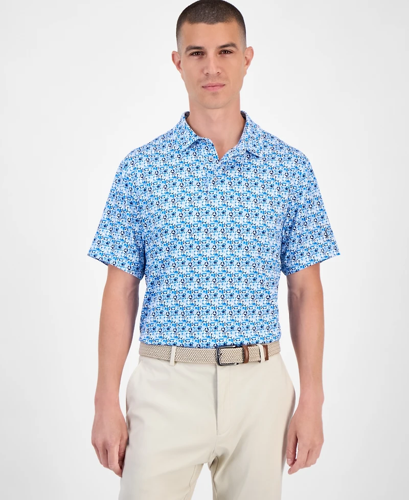 Pga Tour Men's All-Over Geometric Polo Shirt