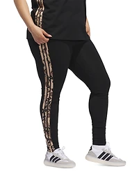adidas Plus Animal-Print 3-Stripes High-Rise Full-Length Leggings