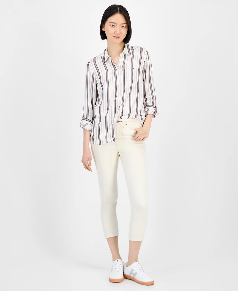 Tommy Hilfiger Women's Striped Roll-Tab Shirt