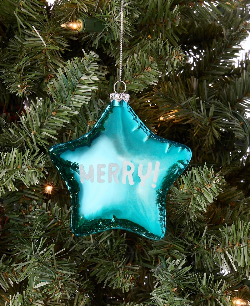 Holiday Lane Merry Magic Blue Puffy Star Ornament, Macy's Exclusive