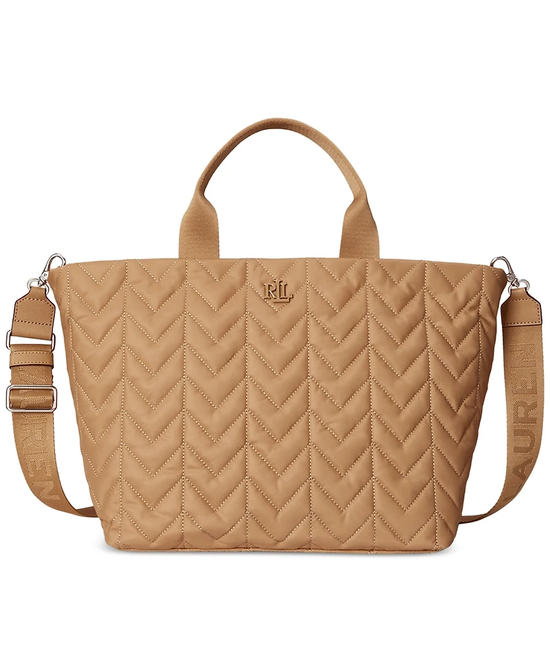 Lauren Ralph Lauren Quilted Extra Large Stevie Zip Tote Bag