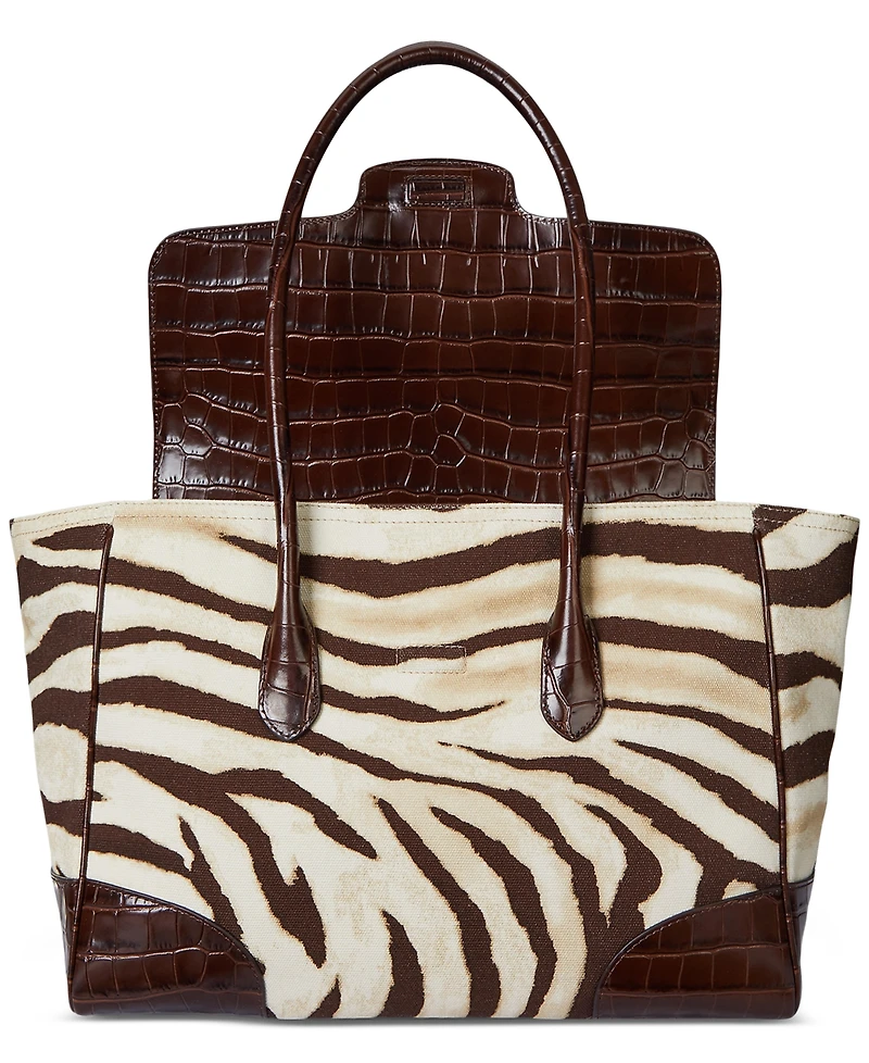 Lauren Ralph Lauren Zebra-Print Canvas Extra Large Tanner Satchel