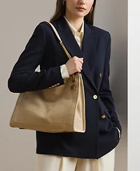 Lauren Ralph Suede Large Bradley Shopper Tote Bag