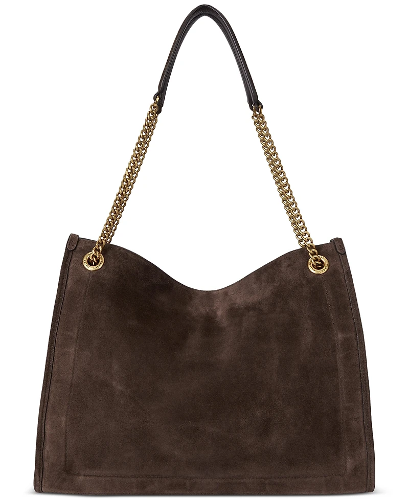 Lauren Ralph Suede Large Bradley Shopper Tote Bag