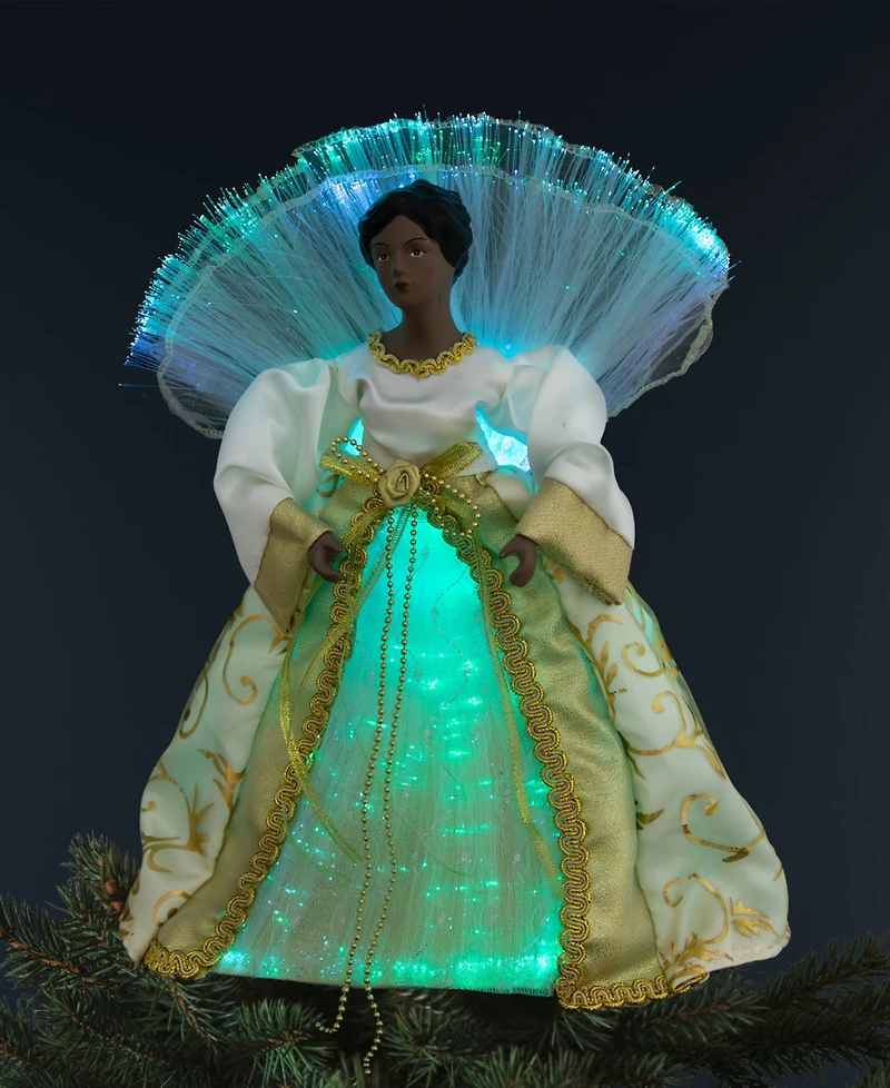 Northlight 12" Lighted Fiber Optic African American Angel Christmas Tree Topper