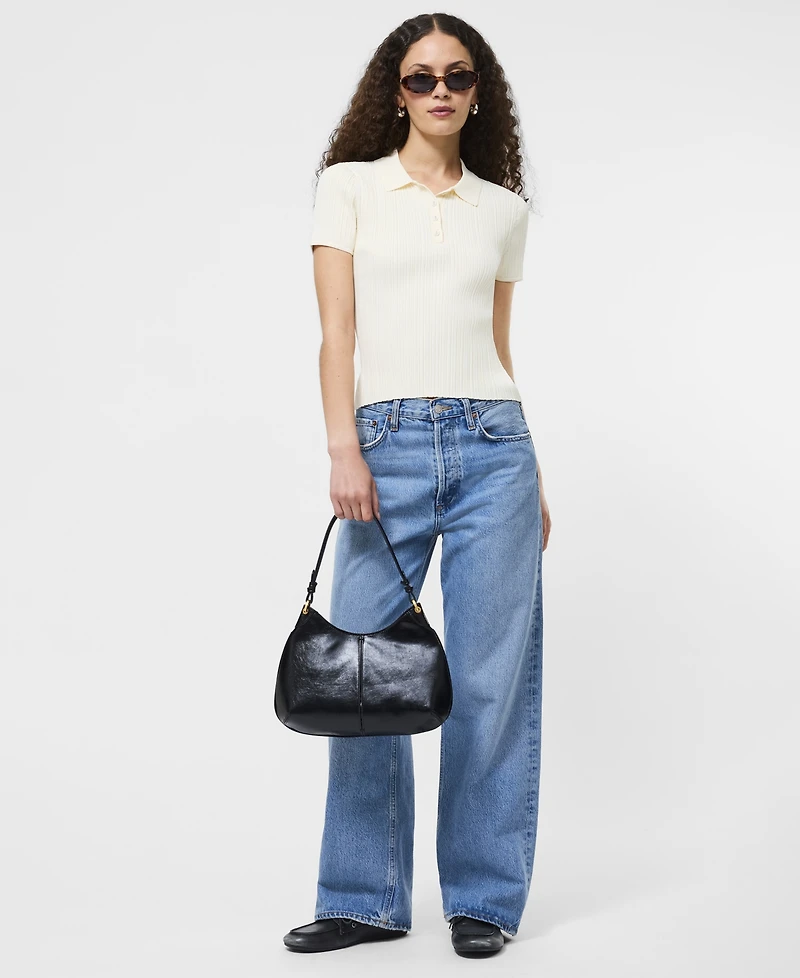 French Connection Women's Ribbed Knit Polo Shirt