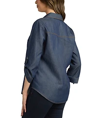 Bcx Juniors' Washed Denim Button-Front Shirt