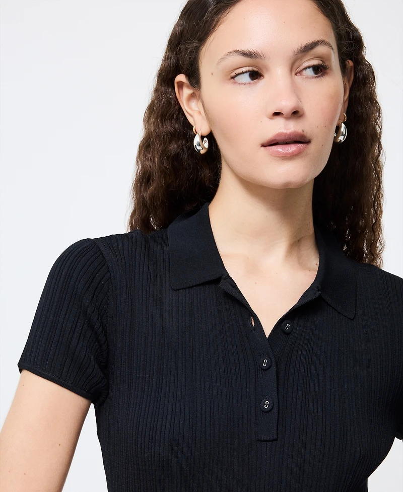 French Connection Women's Ribbed Polo-Collar Mini Dress