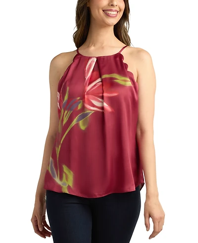 Bcx Juniors' Printed Satin Scallop-Edge Halter Top