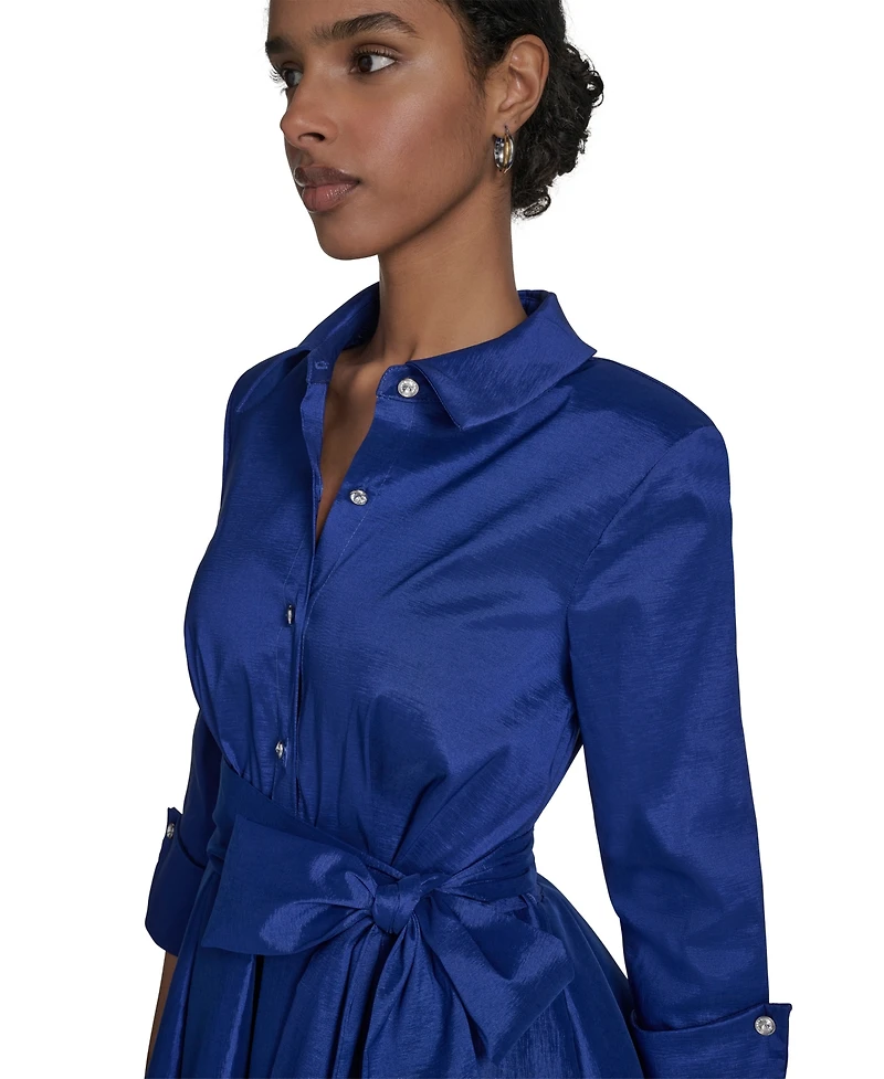 Jessica Howard Petite Belted Taffeta Shirtdress