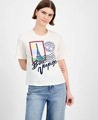 Rebellious One Juniors' Cropped Bon Voyage T-Shirt
