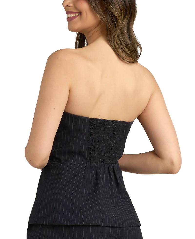 Bcx Juniors' Chalk Stripe Strapless Suit Vest Top
