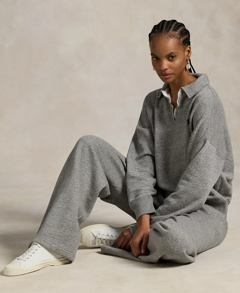 Polo Ralph Lauren Women's Drawstring Fleece Wide-Leg Sweatpant